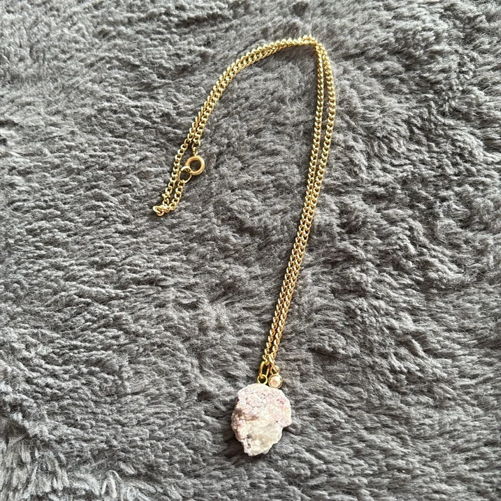 SOLD Handcrafted Gold Amethyst Pendant 16” Necklace - Picture 4 of 4